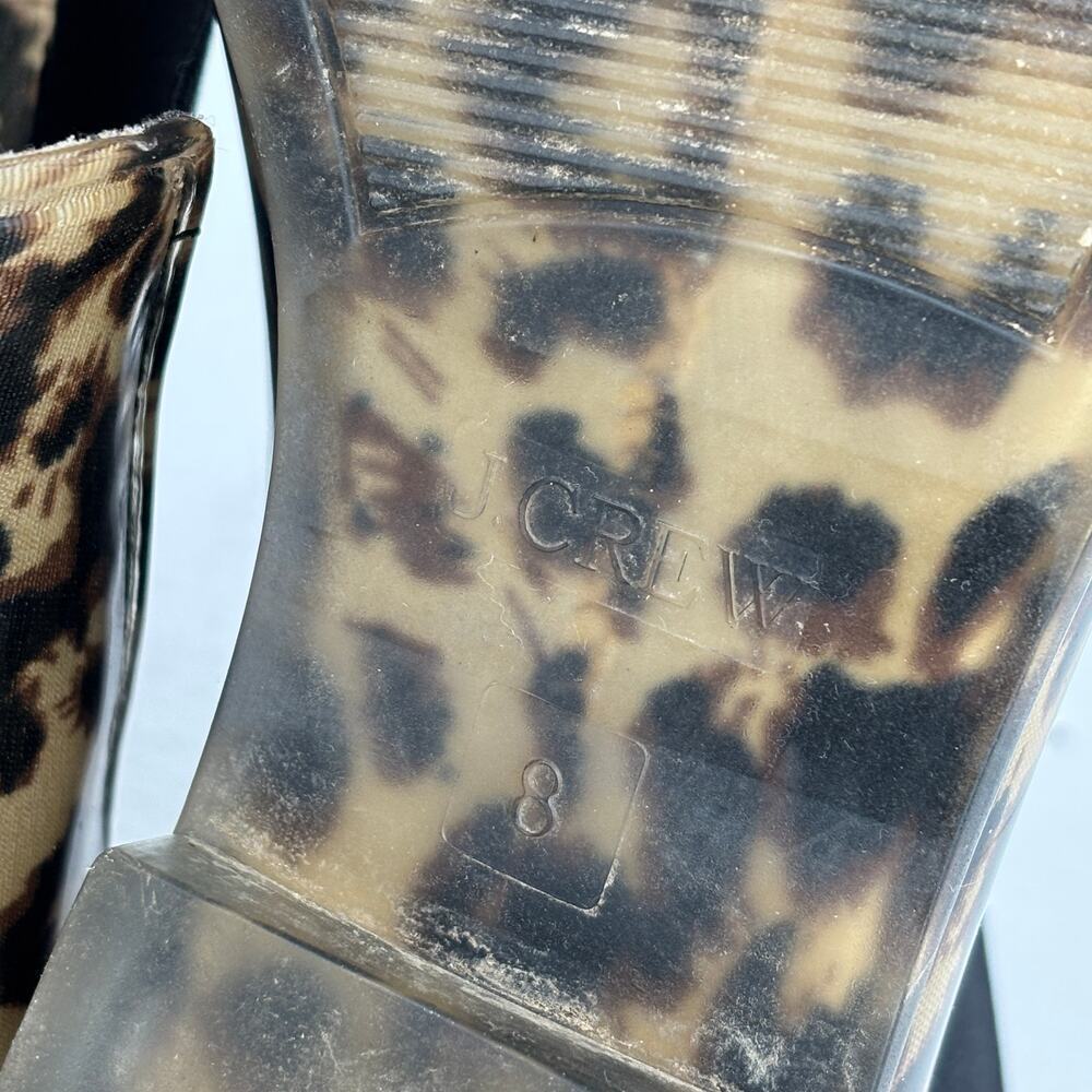 J Crew Rain Boots Size 8 Leopard Print Pull On Rubber Chelsea Waterproof Bootie - Picture 8 of 8